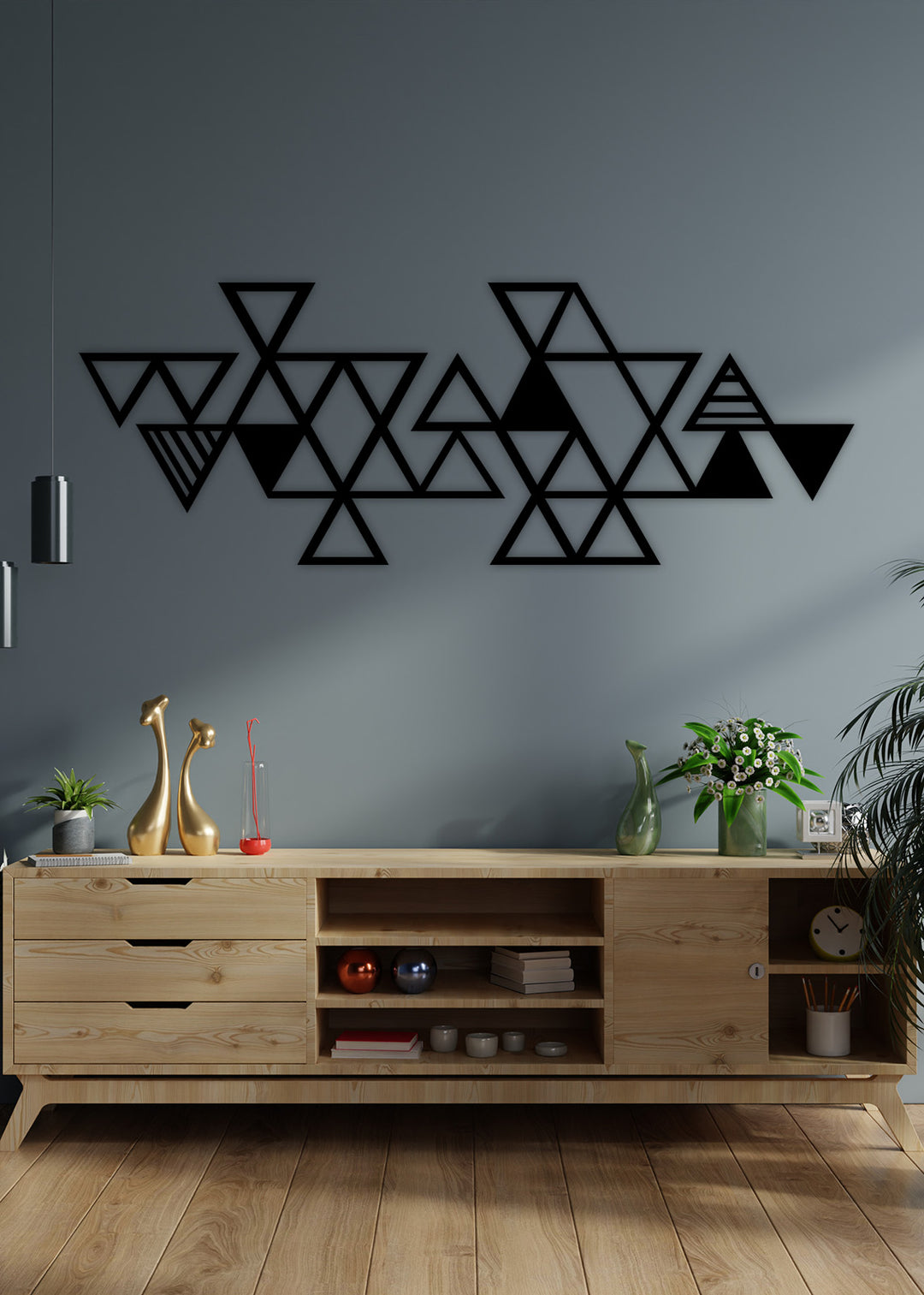 Geometric Triangles Metal Duvar Tablosu