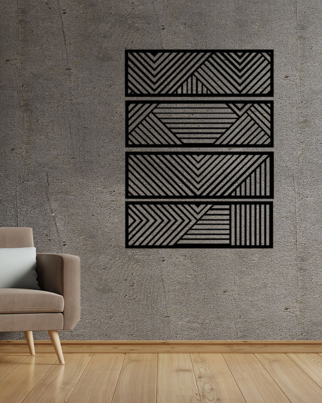 Geometric Lines Metal Duvar Tablosu