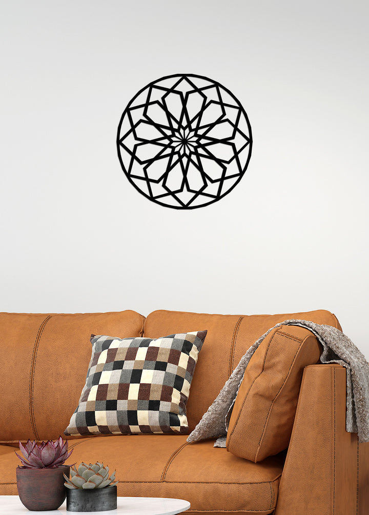 Geometric Flower Metal Duvar Tablosu