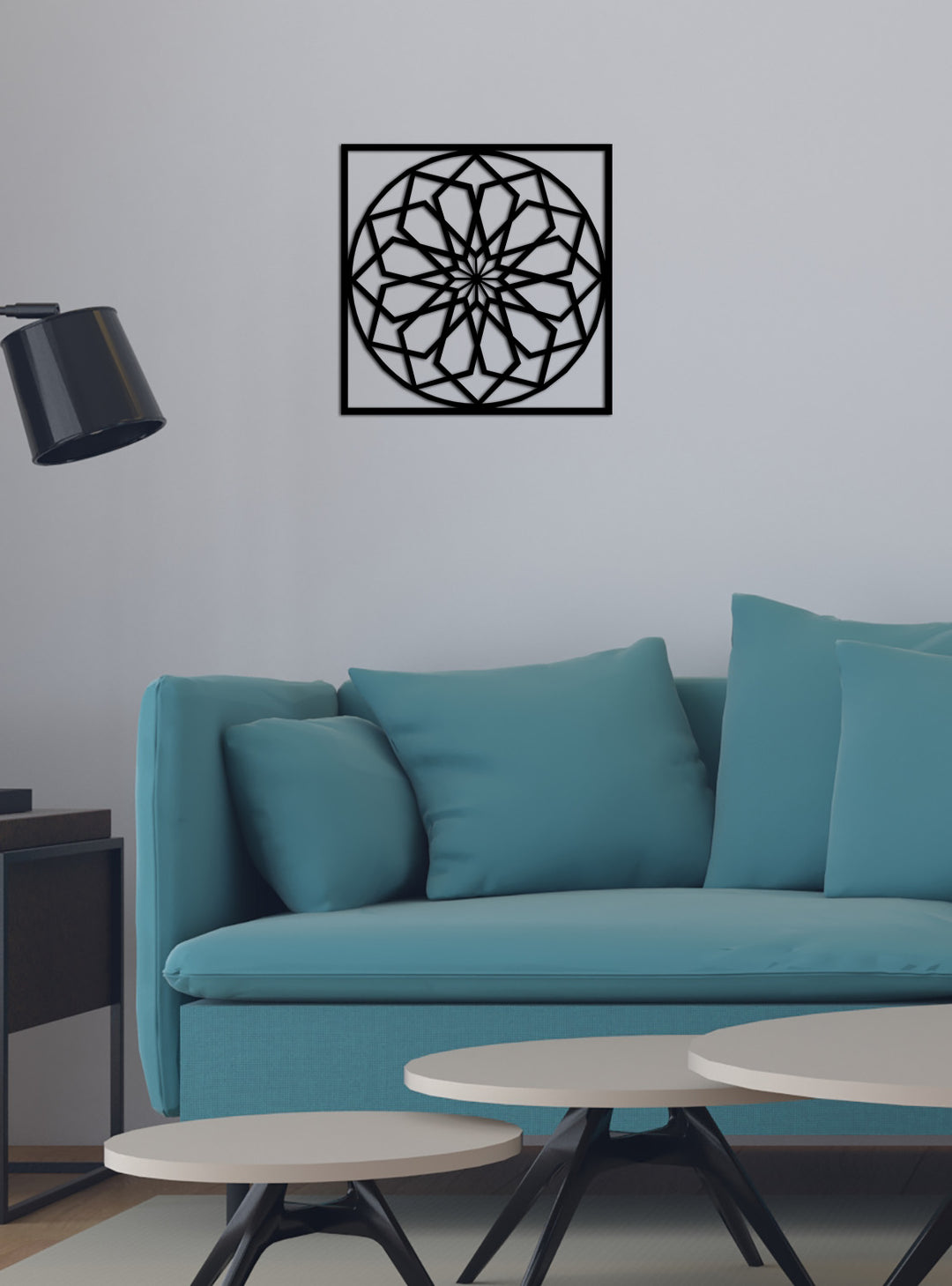 Geometric Flower Metal Duvar Tablosu