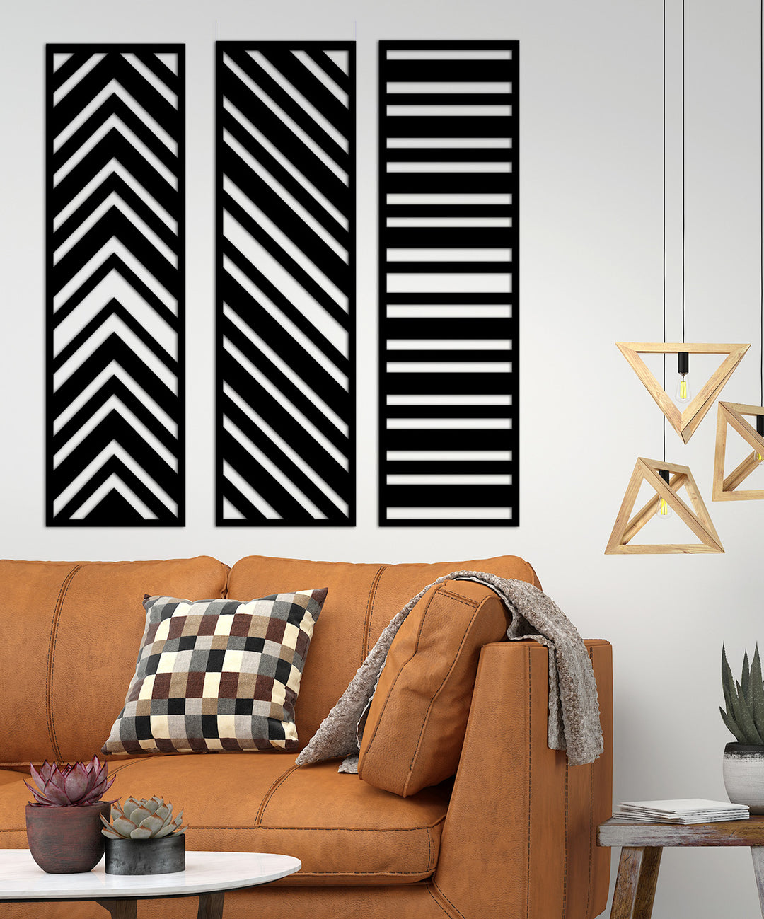 Geometric Lines Metal Duvar Tablosu