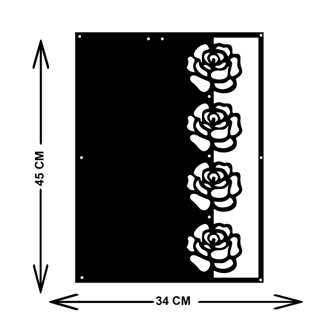Gül Dizisi Metal Duvar Tablosu
