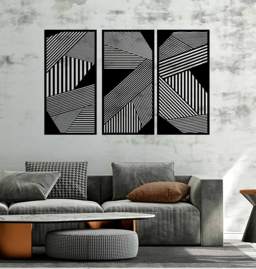 Dark Geometric Line Metal Duvar Tablosu