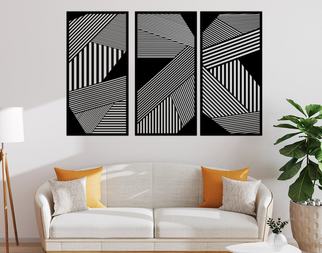 Dark Geometric Line Metal Duvar Tablosu