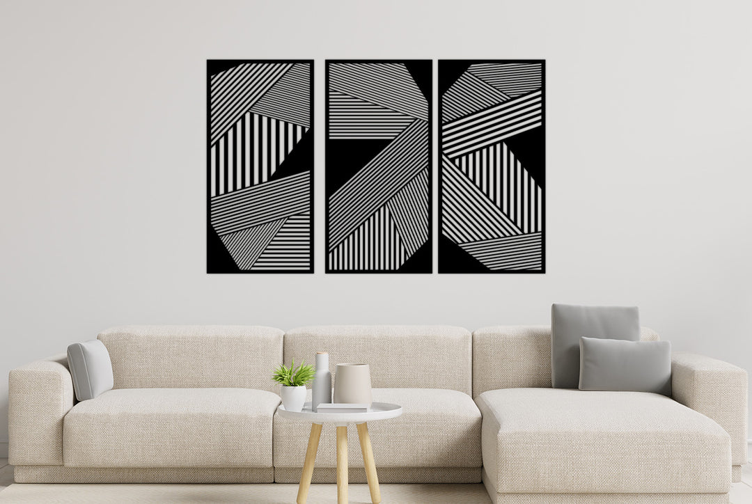 Dark Geometric Line Metal Duvar Tablosu