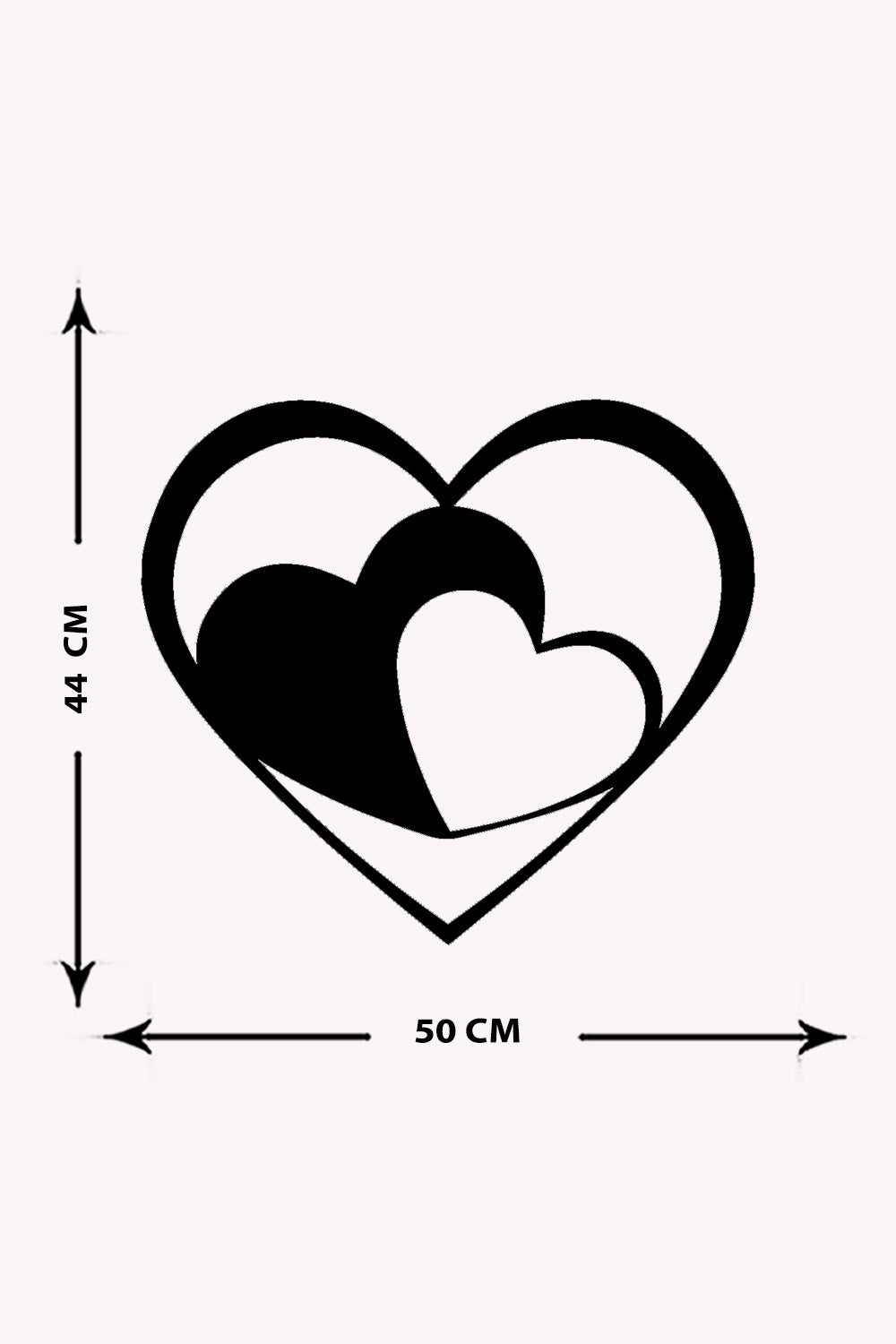 İç İçe Kalp Metal Duvar Dekoru