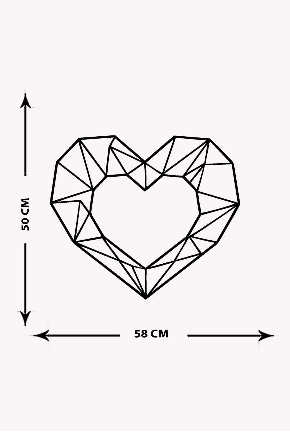 Geometrik Kalp Metal Duvar Dekoru