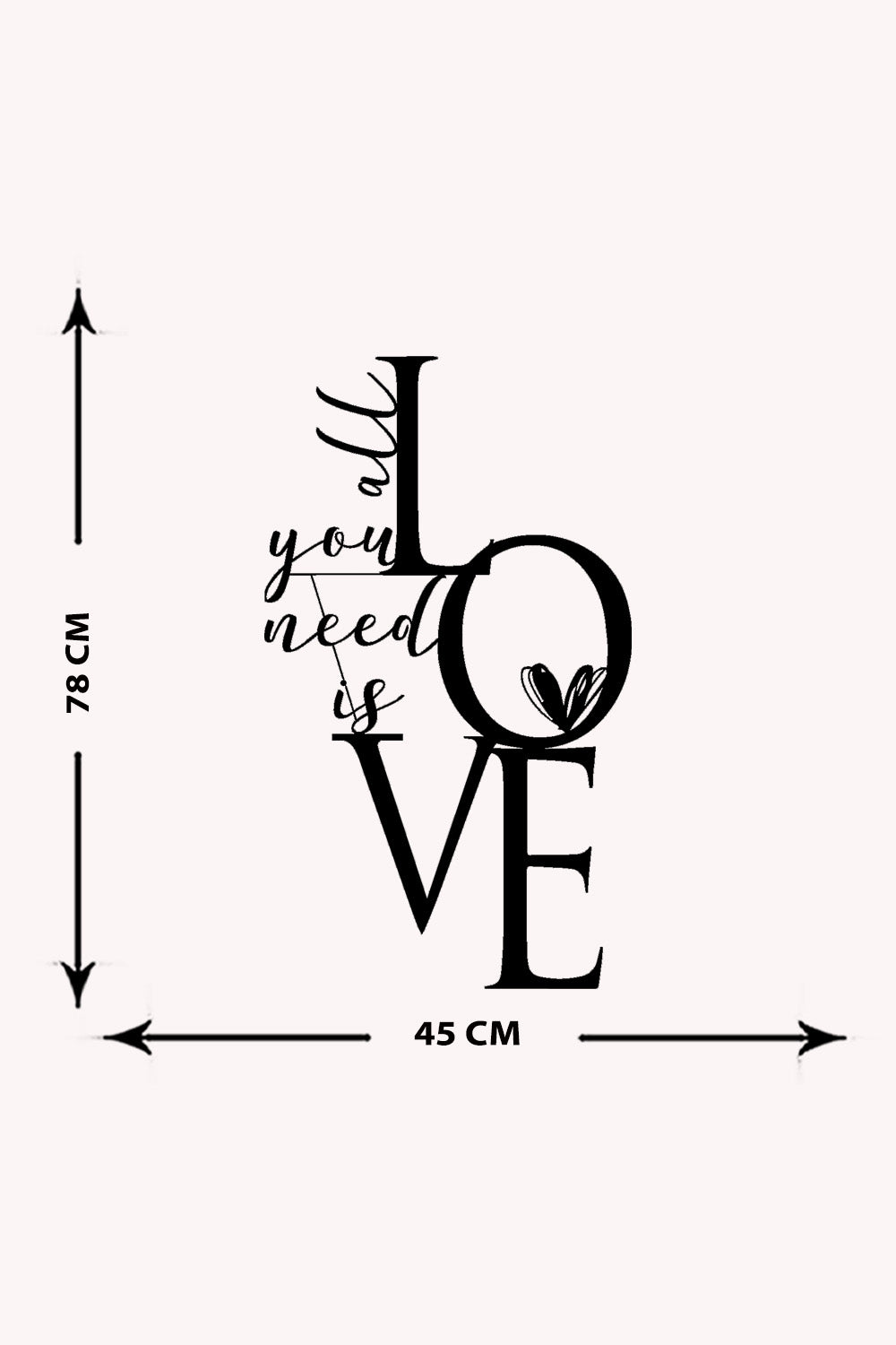 All You Need İs Love Metal Duvar Dekoru