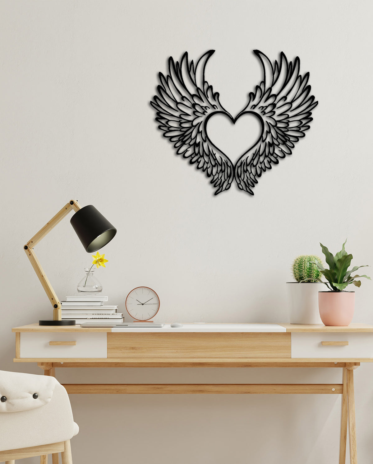 Yeni Ev Hediyesi İçin Modern Melek Kanatlı Metal Tablo