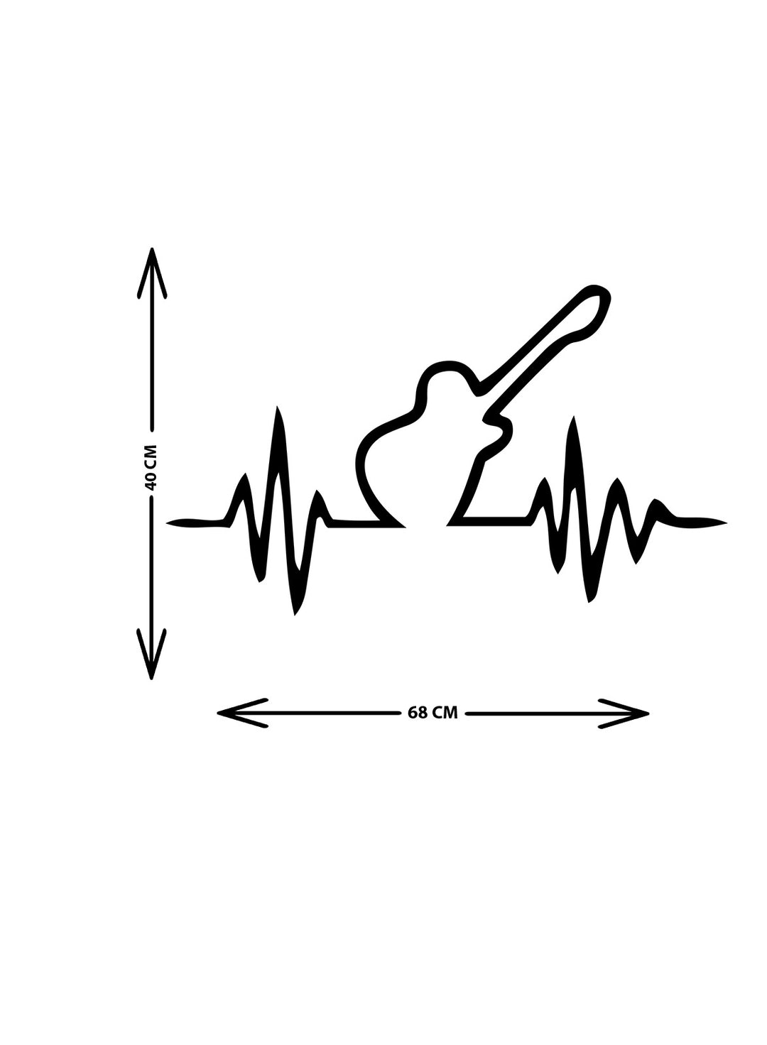 Gitar Heartbeat Metal Duvar Tablosu