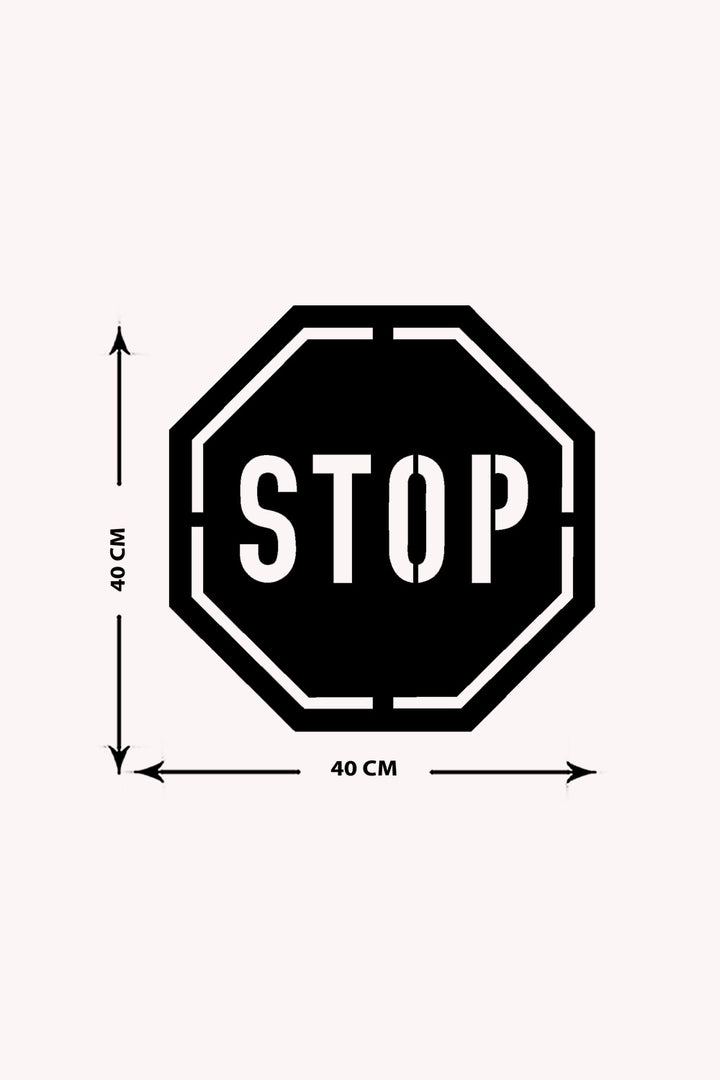 Stop Icon Yazısı Metal Duvar Tablosu