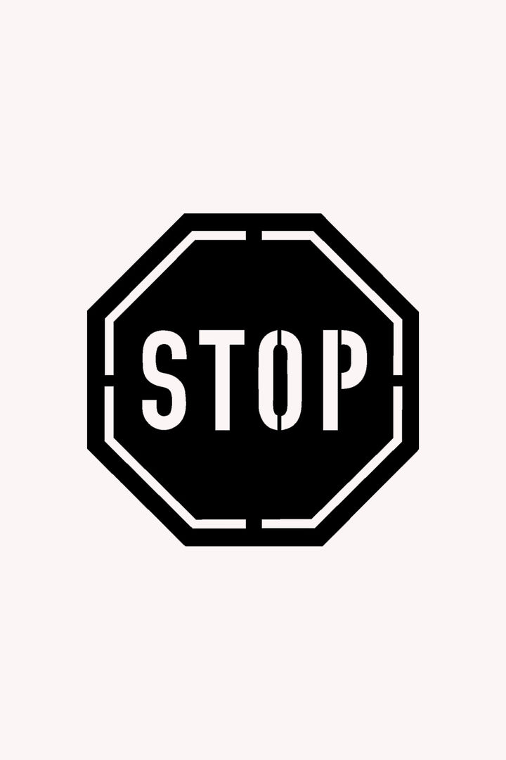 Stop Icon Yazısı Metal Duvar Tablosu