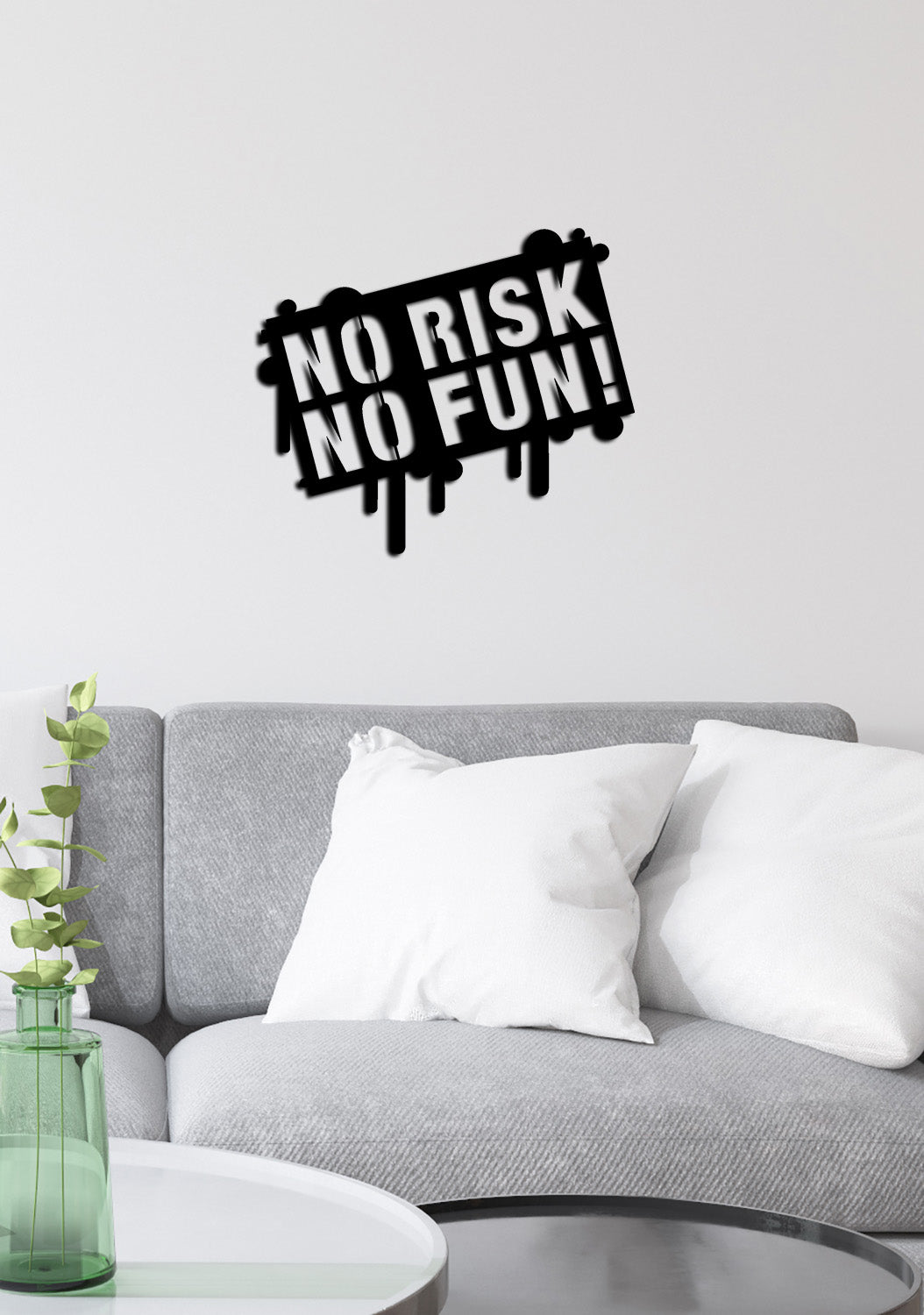 No Risk No Fun Yazısı Metal Duvar Tablosu