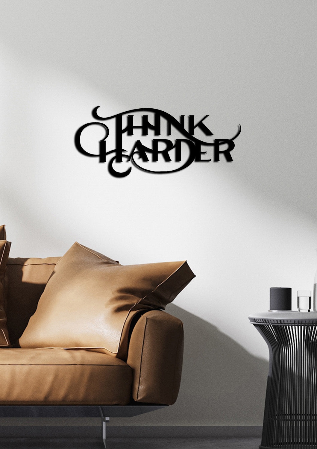 Think Harder Yazısı Metal Duvar Tablosu