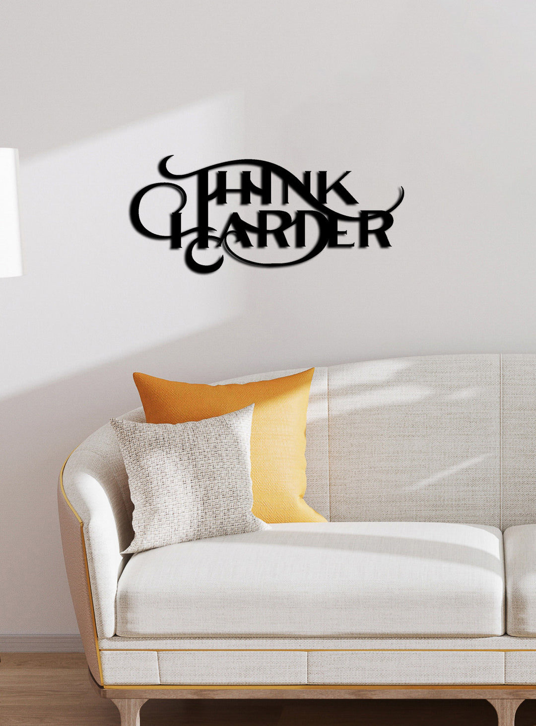 Think Harder Yazısı Metal Duvar Tablosu