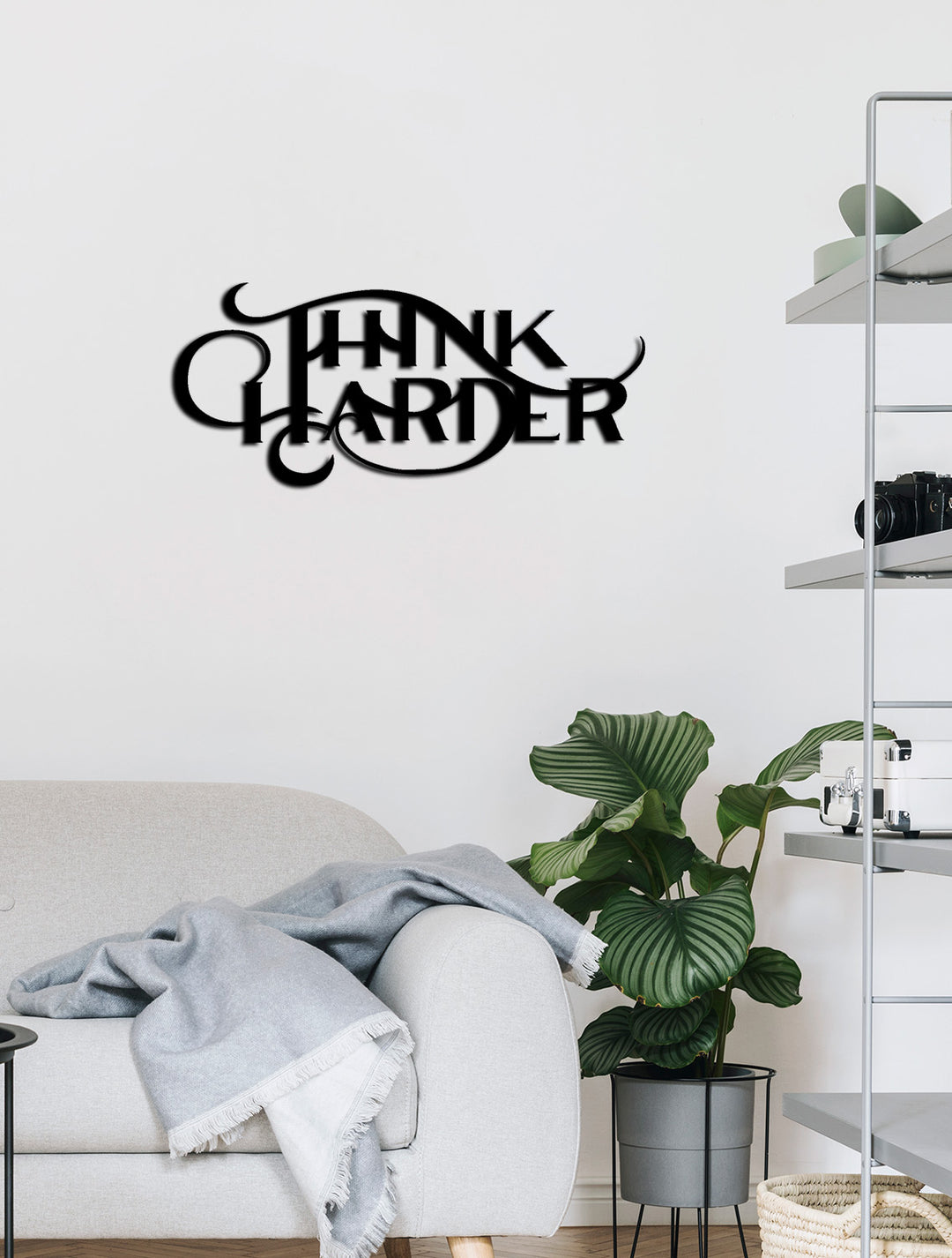 Think Harder Yazısı Metal Duvar Tablosu