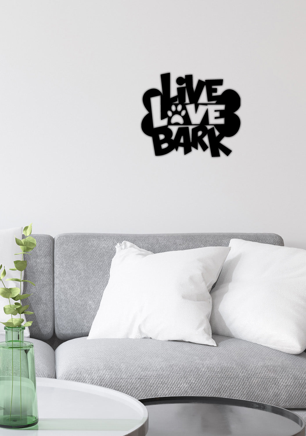 Live Love Bark Yazısı Metal Duvar Tablosu