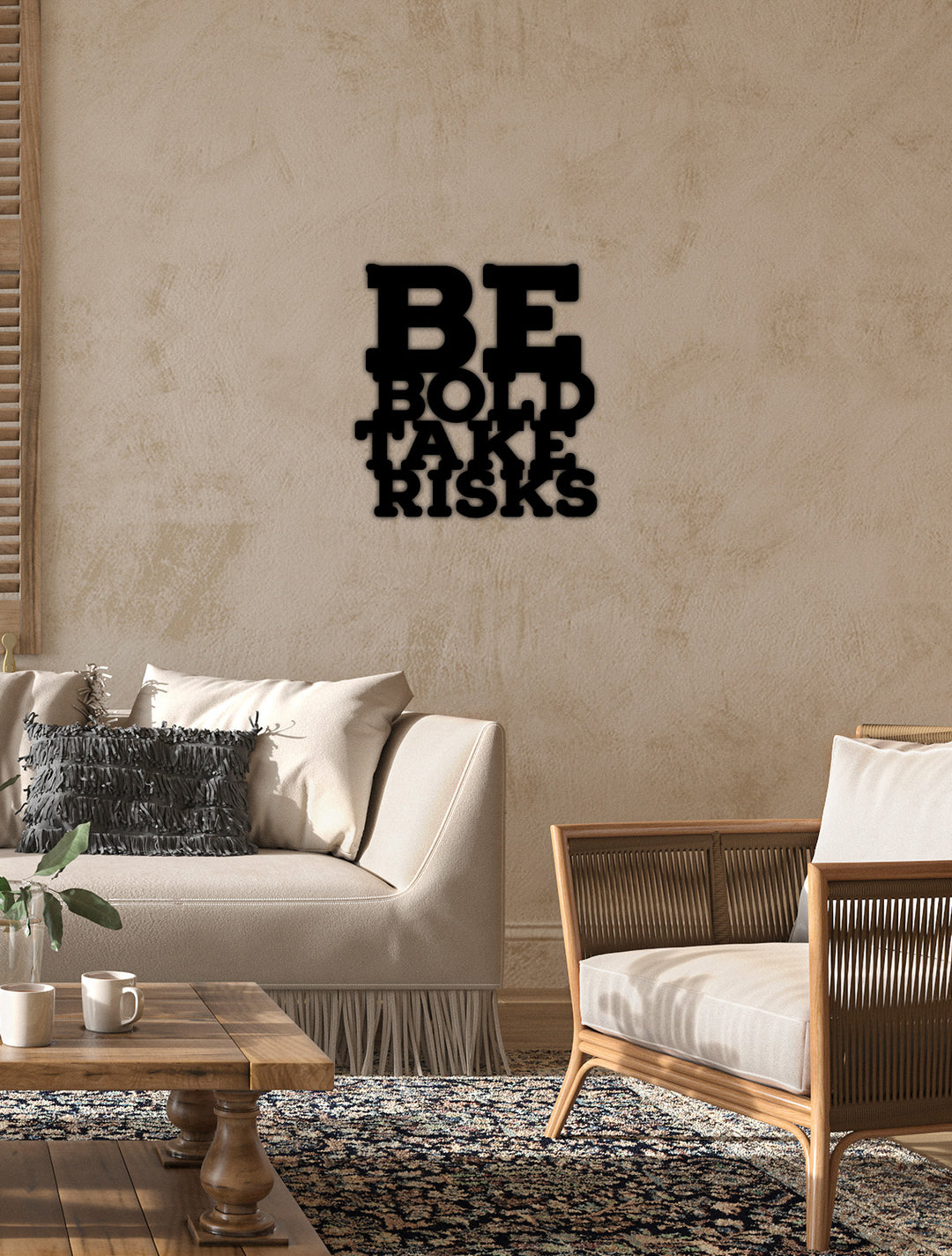 Be Bold Take Risks Yazısı Metal Duvar Tablosu