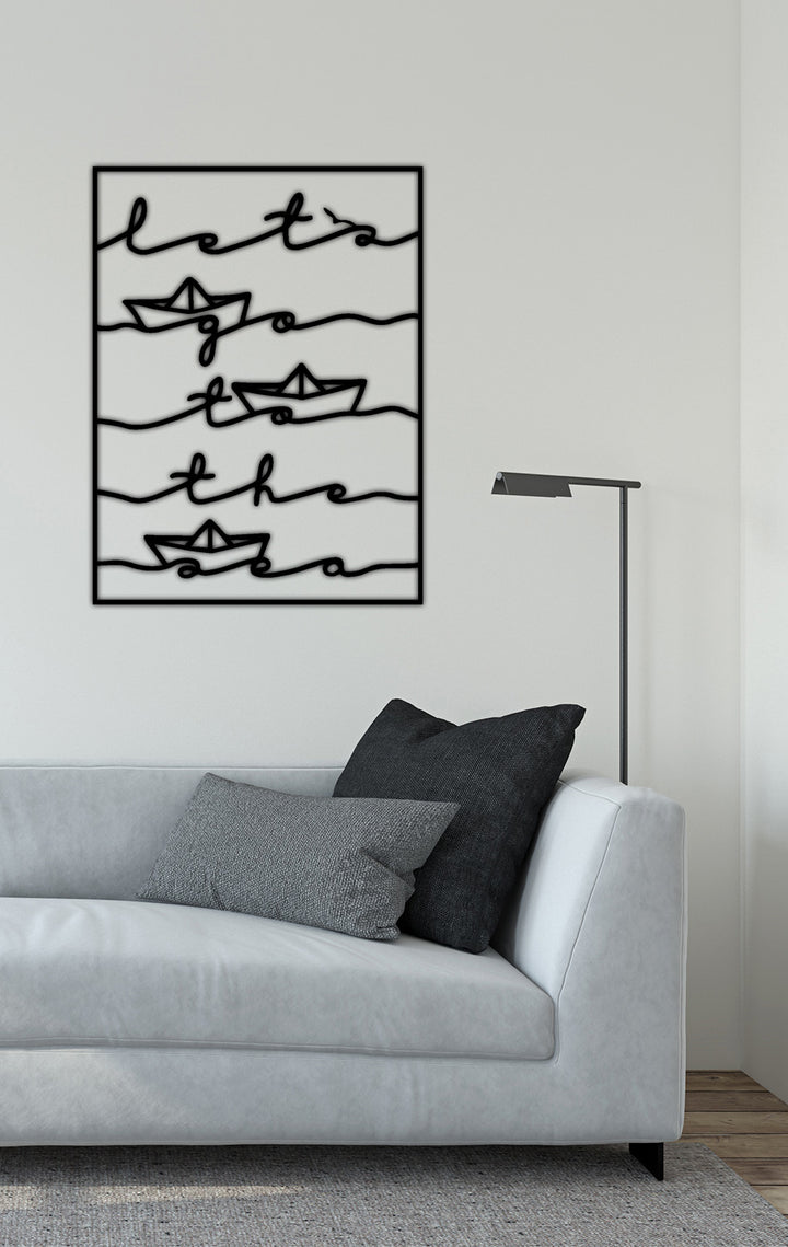 Lazer Kesim Dalga Figürü ve Let's Go To The Sea Yazısı Detayı