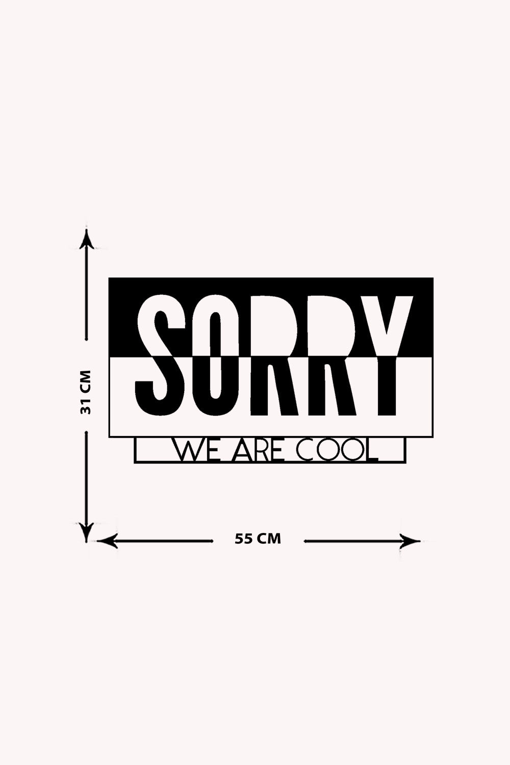 Sorry We Are Cool Yazısı Metal Duvar Tablosu