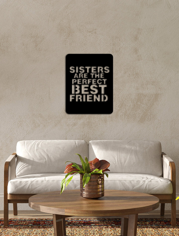 Sisters Yazısı Metal Duvar Tablosu