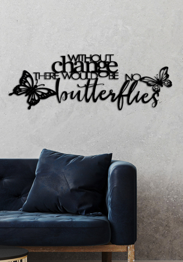 Butterflies Yazısı Metal Duvar Tablosu