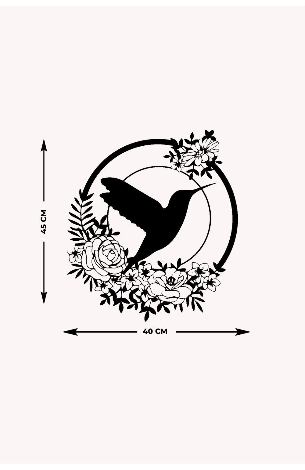 Floral Bird Metal Duvar Tablosu - Artroya