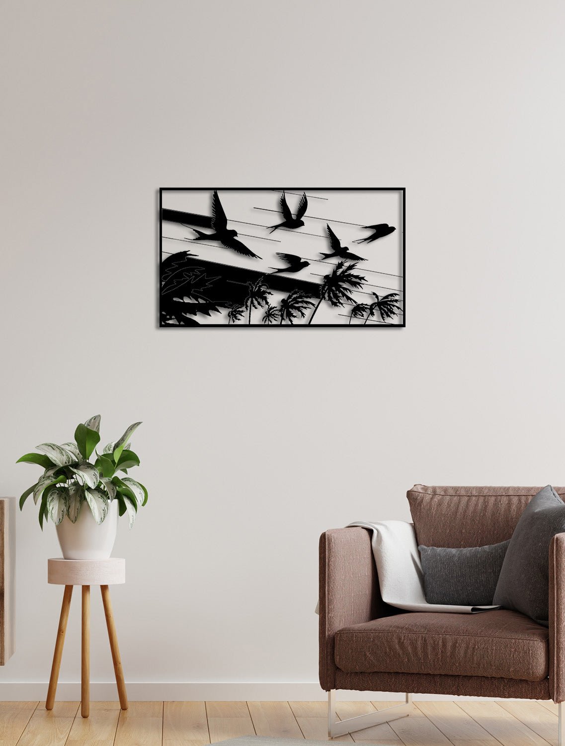 Palms and Birds Metal Duvar Tablosu - Artroya