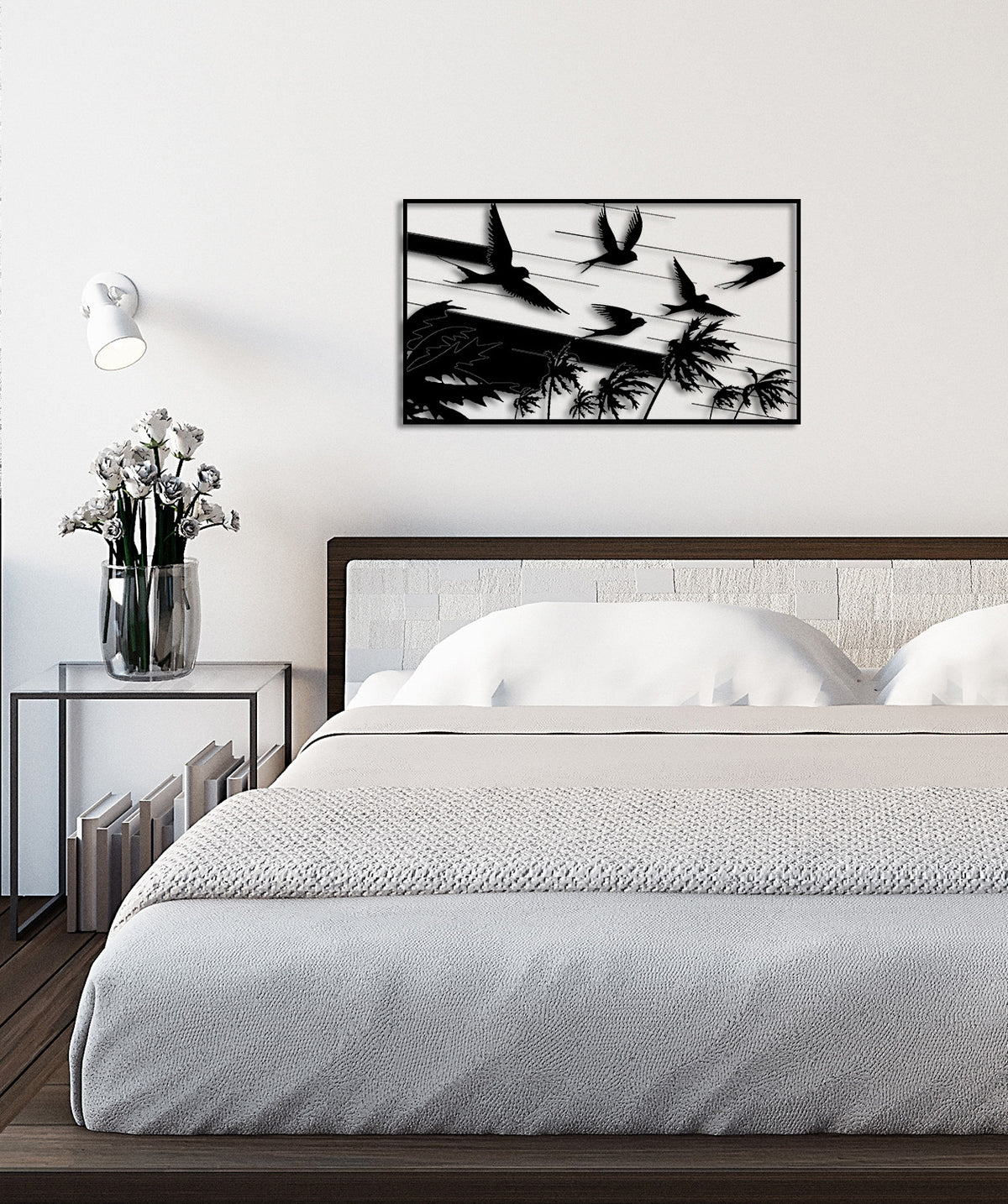 Palms and Birds Metal Duvar Tablosu - Artroya