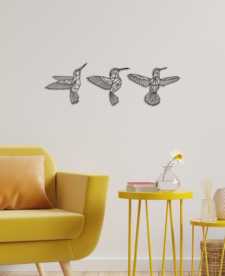 Set of Polygonal Birds Metal Duvar Tablosu