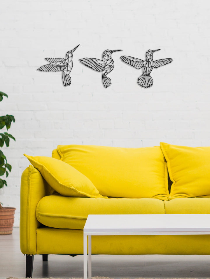 Set of Polygonal Birds Metal Duvar Tablosu