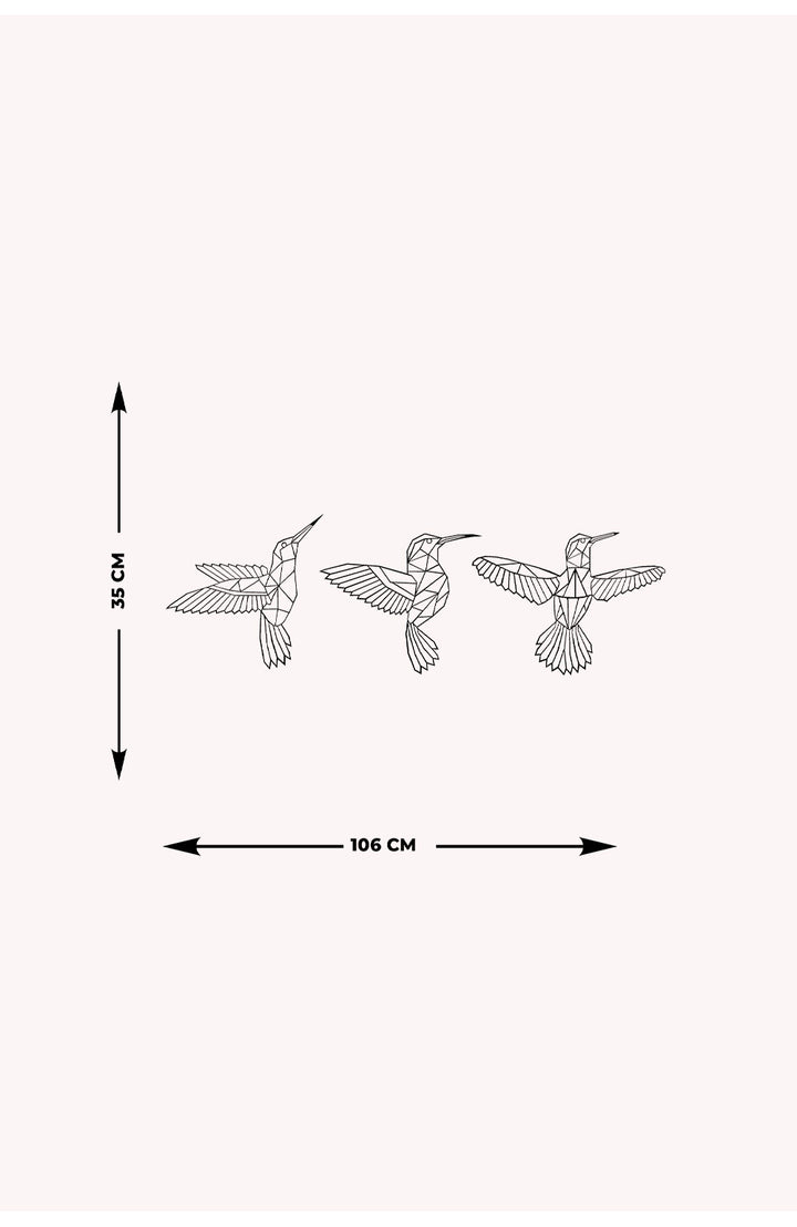 Set of Polygonal Birds Metal Duvar Tablosu