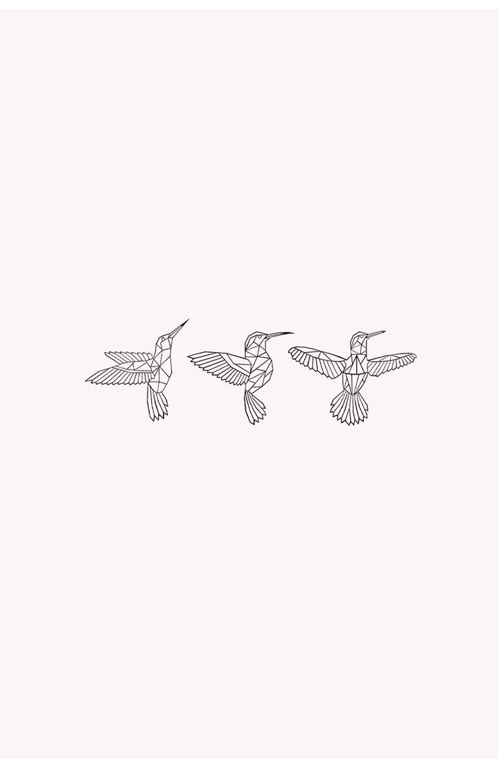 Set of Polygonal Birds Metal Duvar Tablosu