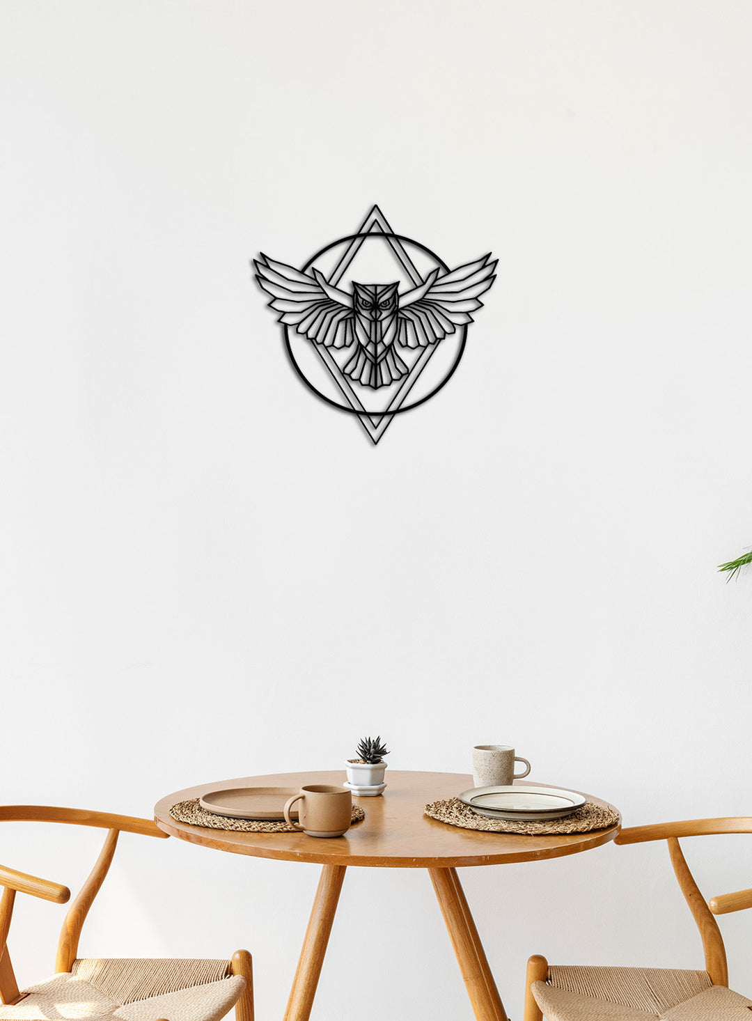 Geometric Owl Metal Duvar Tablosu