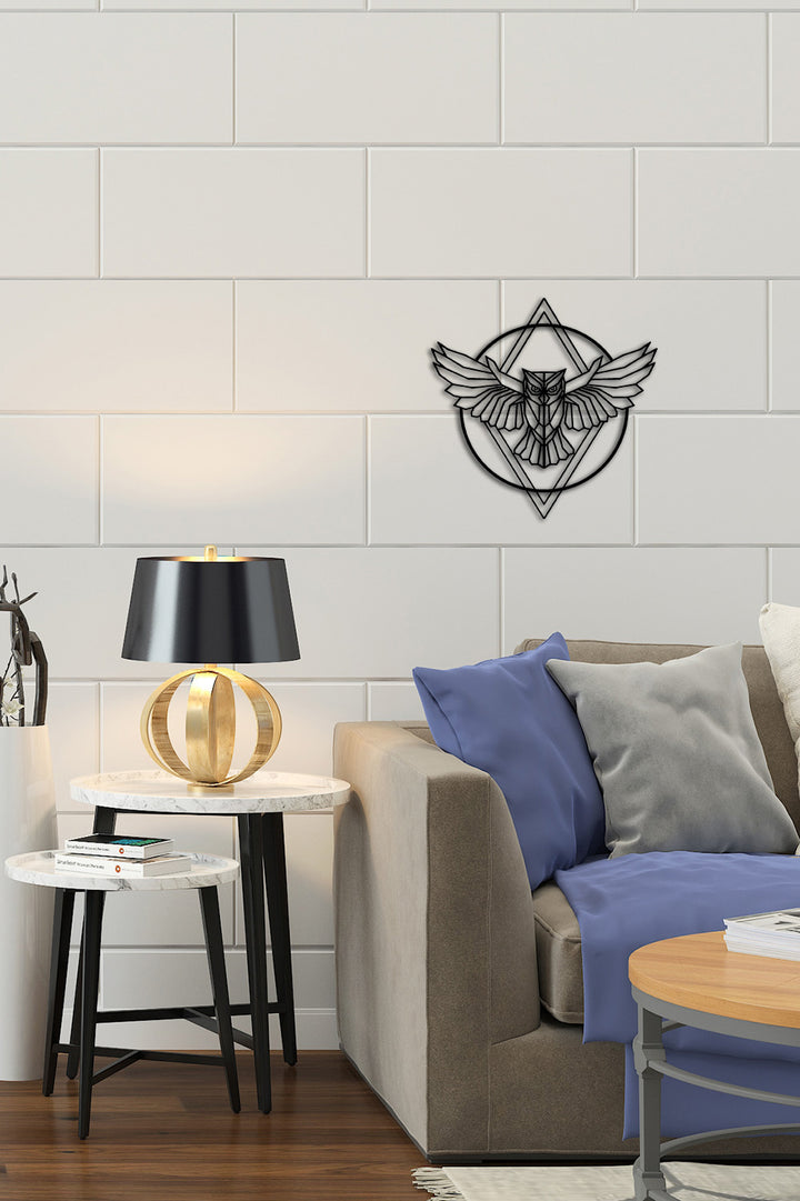 Geometric Owl Metal Duvar Tablosu