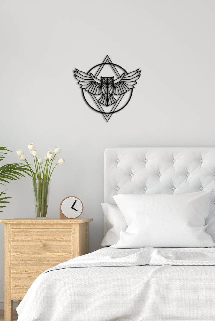 Geometric Owl Metal Duvar Tablosu