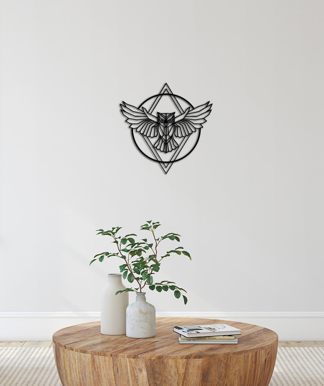 Geometric Owl Metal Duvar Tablosu