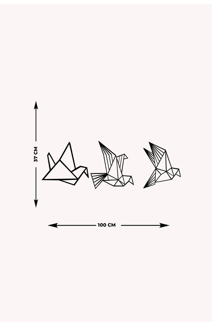 Kağıttan Kuşlar Seti Metal Duvar Tablosu