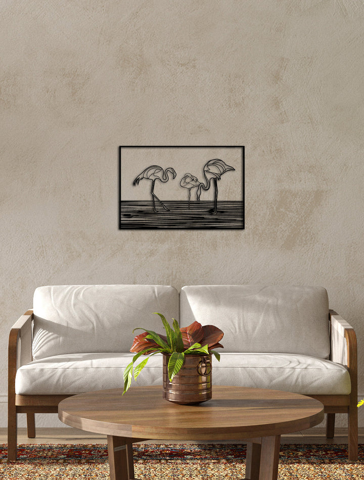 Flamingo Landscape Metal Duvar Tablosu