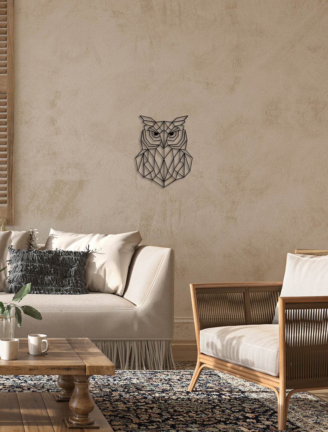 Geometric Owl Metal Duvar Tablosu