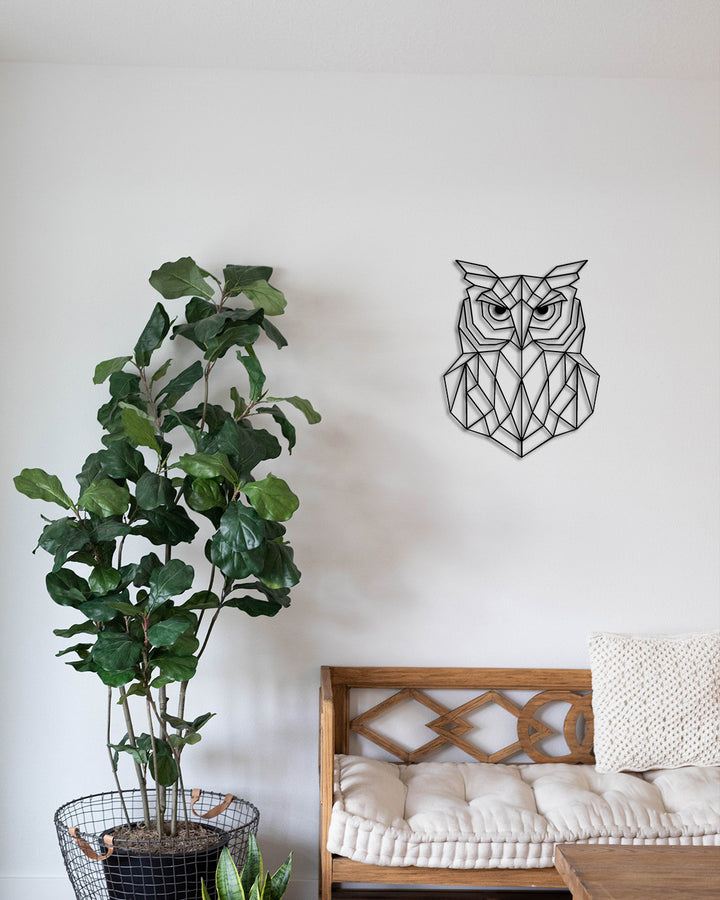 Geometric Owl Metal Duvar Tablosu