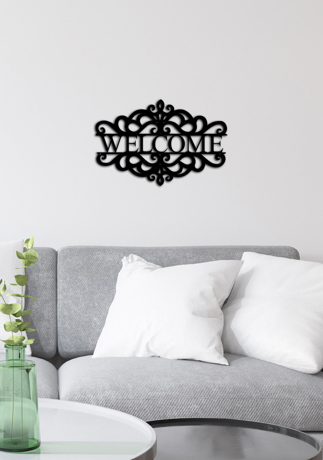 Açılı Botanik Metal Hoş Geldin Duvar Sanatı Perspektifi