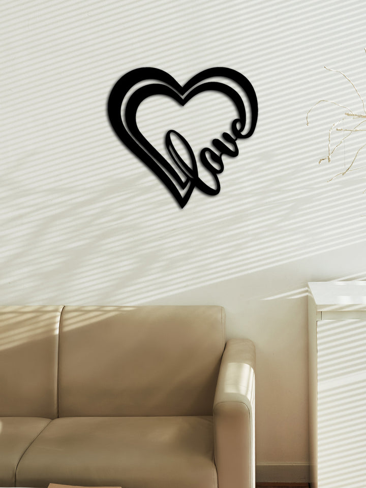 Açılı El Yazısı Kalp Metal Duvar Sanatı Perspektifi