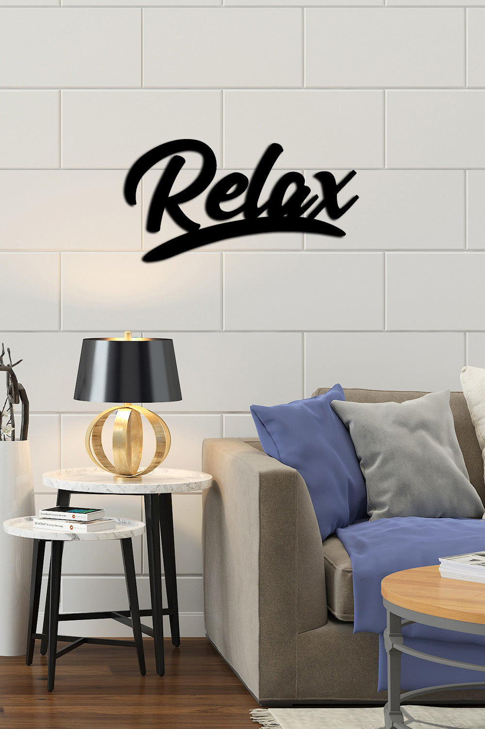Açılı El Yazısı Relax Metal Duvar Sanatı Perspektifi