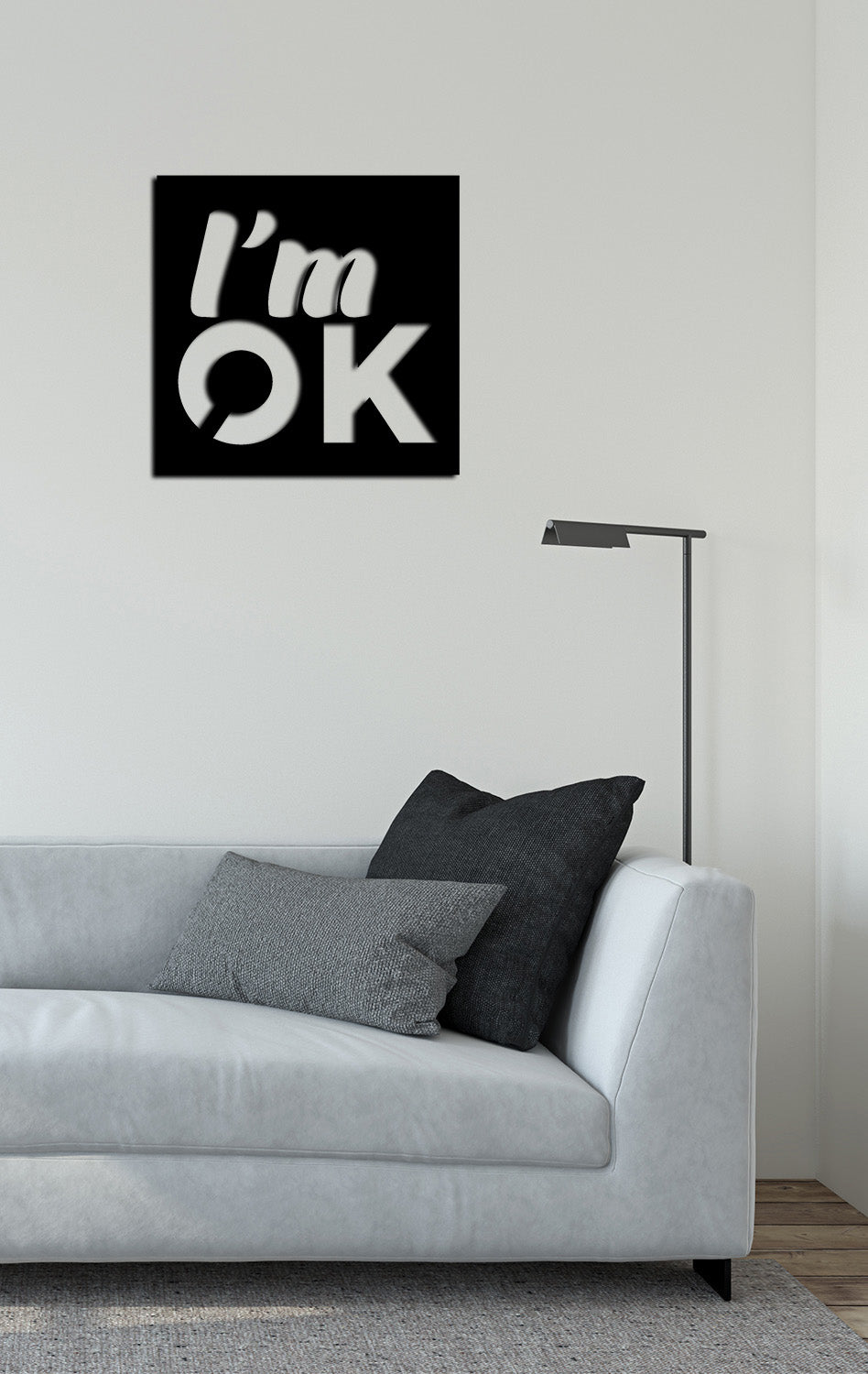 Açılı I'm OK Metal Duvar Sanatı Perspektifi