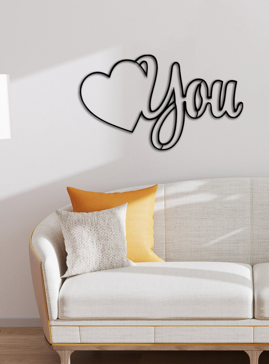 Açılı Love U Tipografik Metal Duvar Sanatı Perspektifi