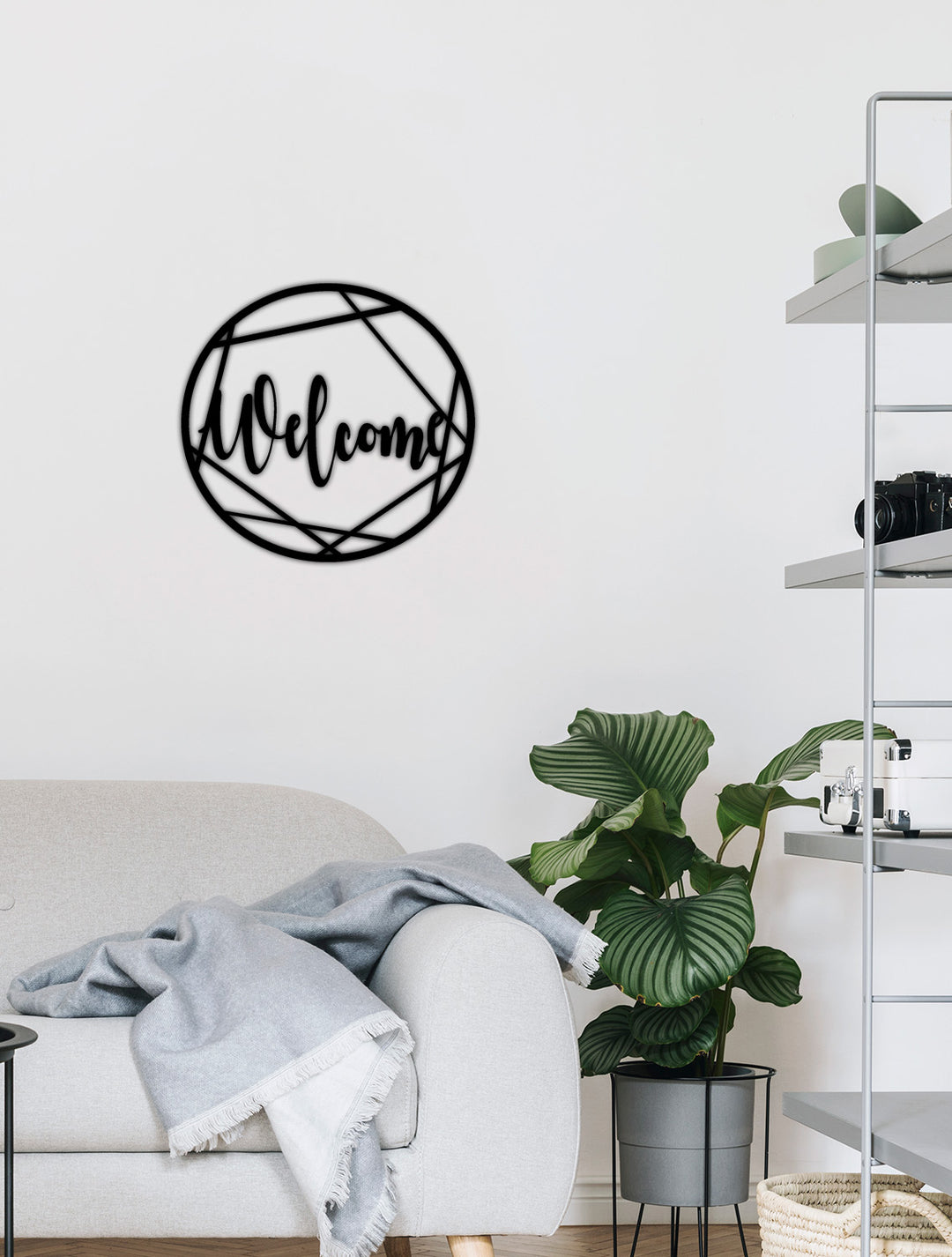 Açılı Sanatsal Welcome Metal Duvar Sanatı Perspektifi