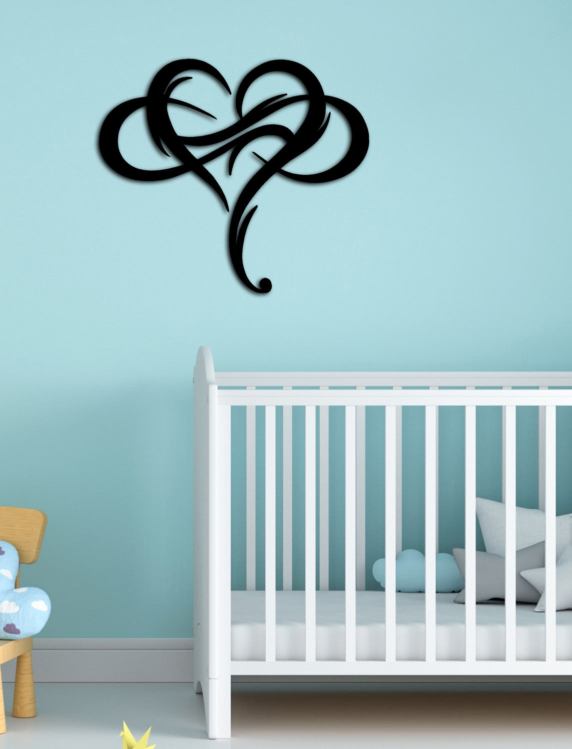 Açılı Sonsuz Kalp Metal Duvar Sanatı Perspektifi