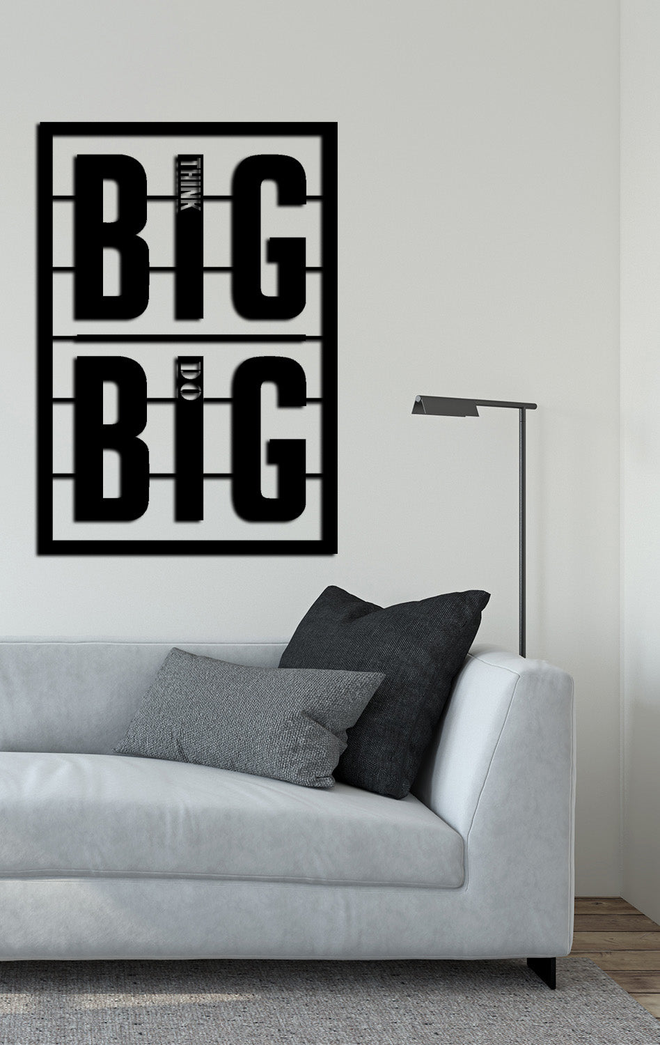 Açılı Think Big Do Big Metal Duvar Sanatı Perspektifi