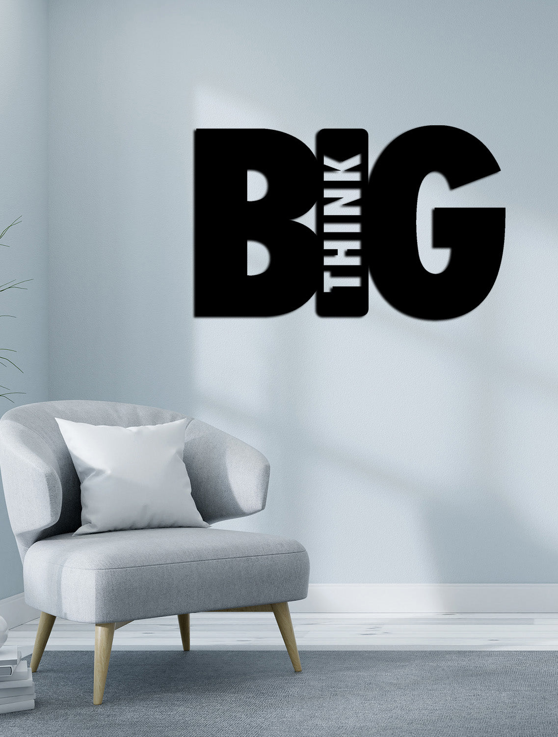 Açılı Think Big Metal Duvar Sanatı Perspektifi